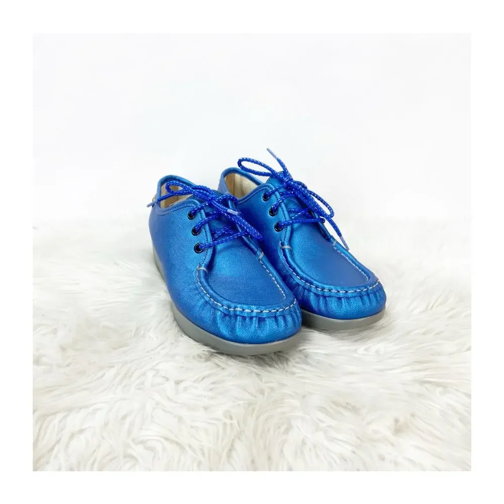 SAS Bounce Bluebird Metallic Wedge Sneaker 7M Women Comfort Lace‑Up - Picture 3 of 15